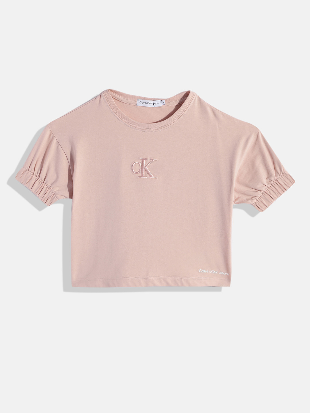 

Calvin Klein Girls Brand Logo Embroidered T-shirt, Pink