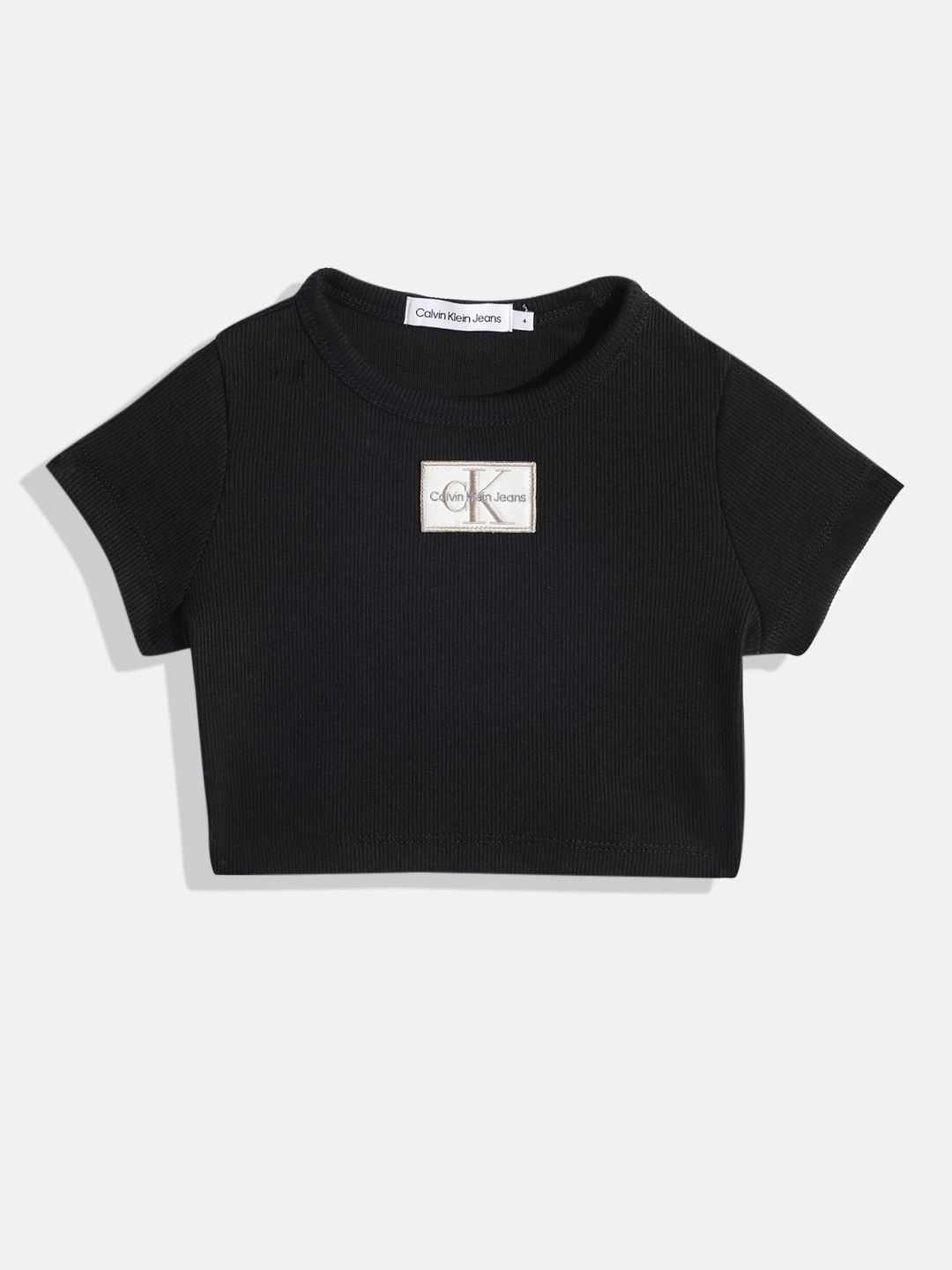 

Calvin Klein Girls Brand Logo Printed T-shirt, Black