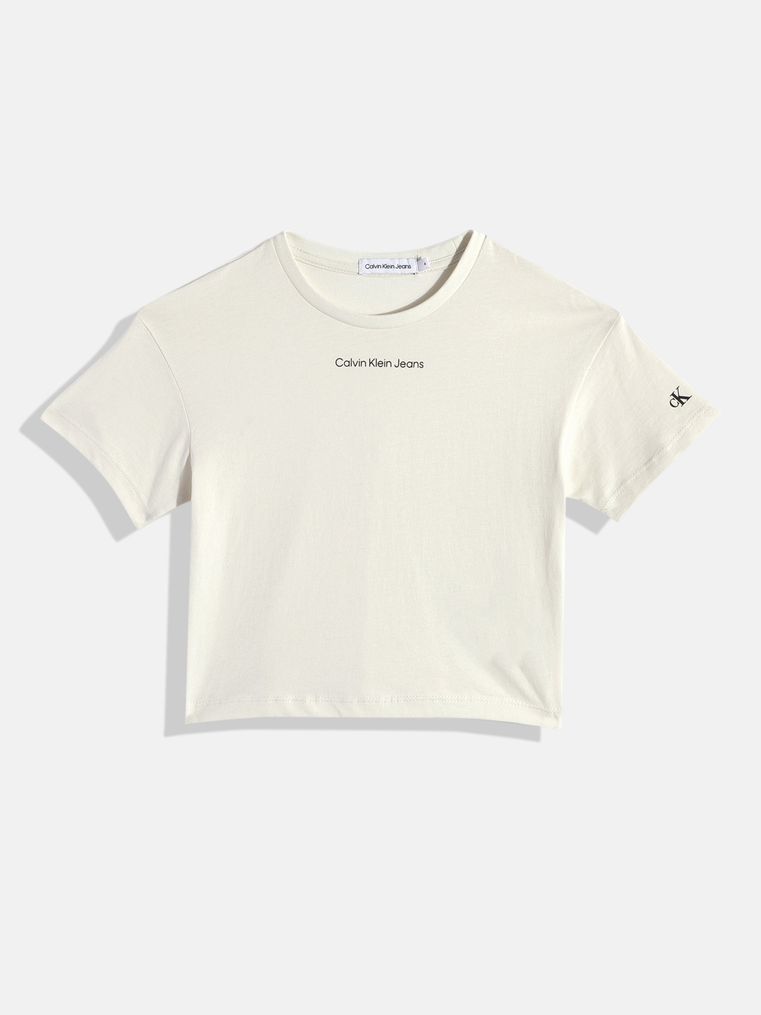 

Calvin Klein Girls Pure Cotton Printed T-shirt, Off white