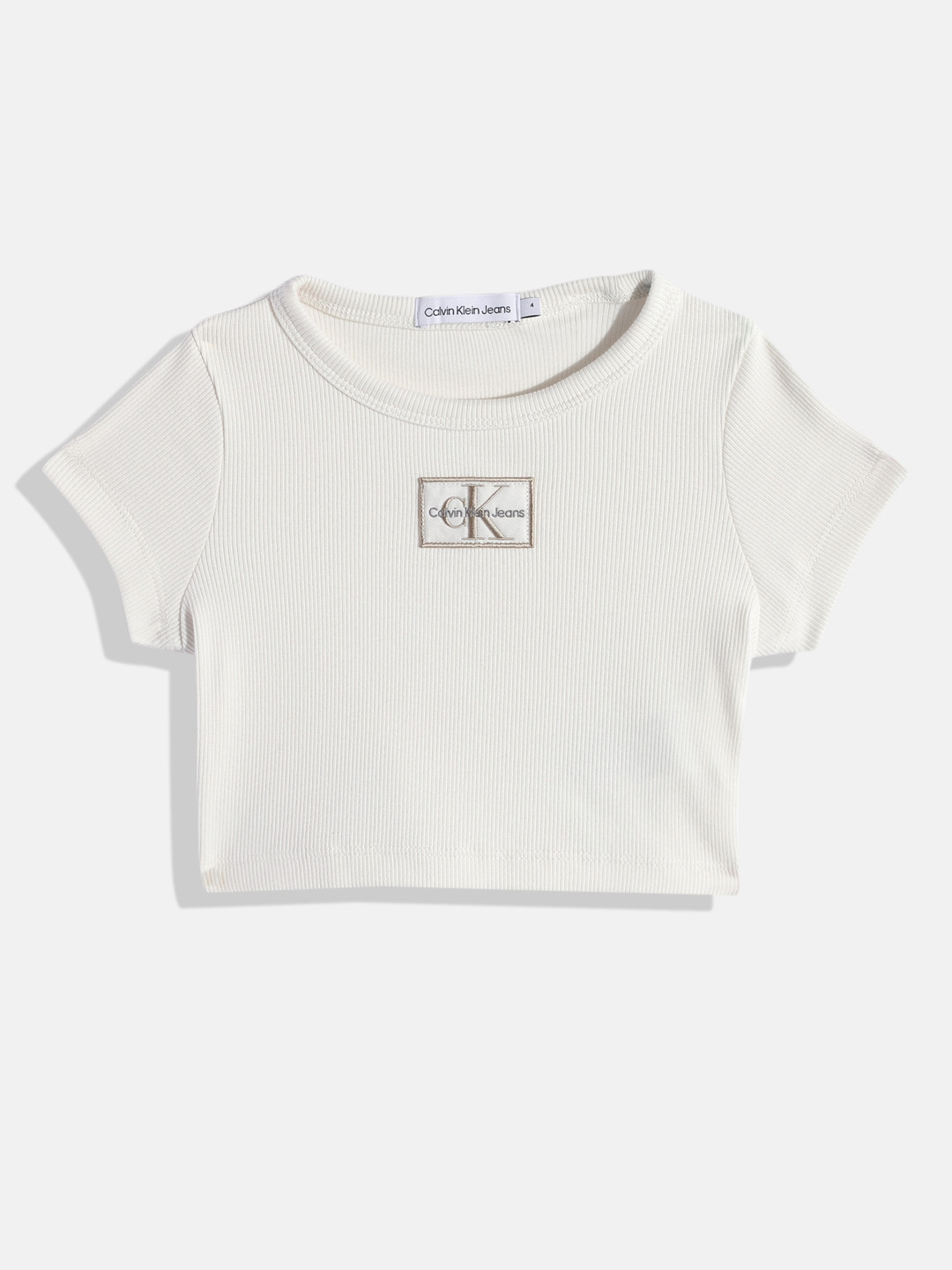 

Calvin Klein Girls Brand Logo Printed T-shirt, Off white