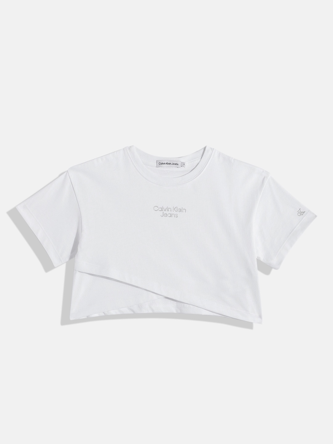 

Calvin Klein Girls Brand Logo Printed Organic Cotton Tank Crop Top, White
