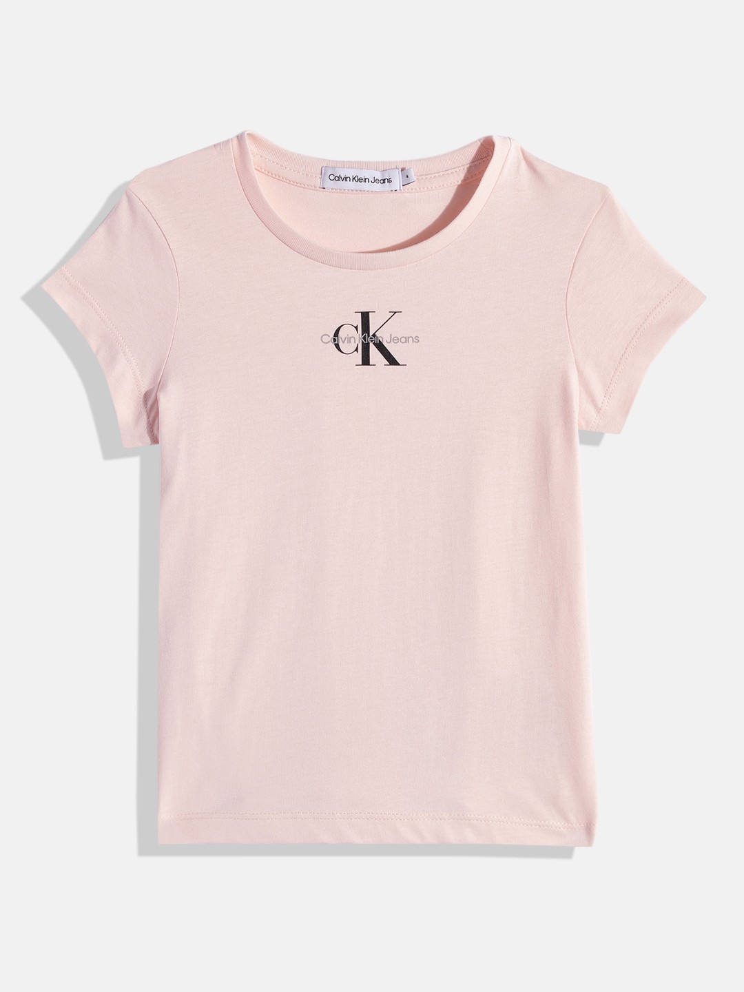 

Calvin Klein Girls Brand Logo Printed Pure Cotton T-shirt, Pink