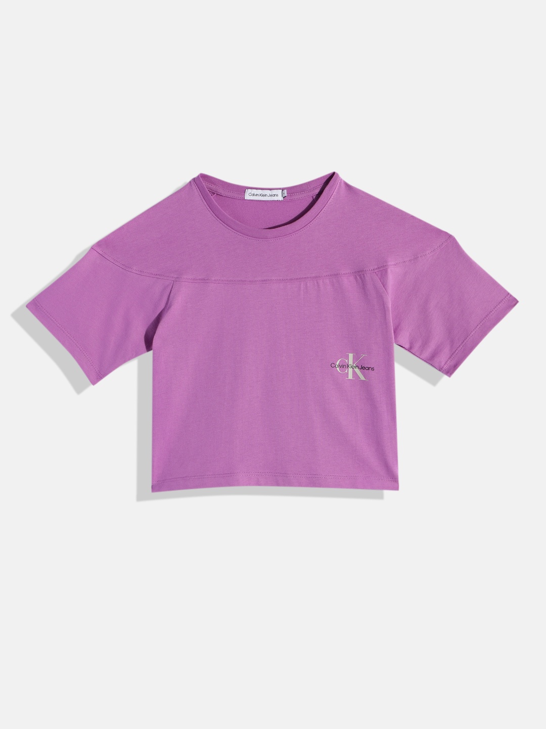 

Calvin Klein Girls Brand Logo Printed Pure Cotton T-shirt, Purple