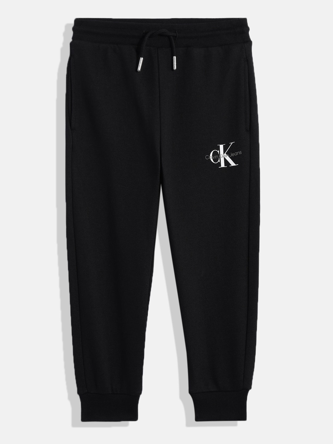 

Calvin Klein Unisex Kids Solid Europe Pure Cotton Joggers with Brand Logo Details, Black