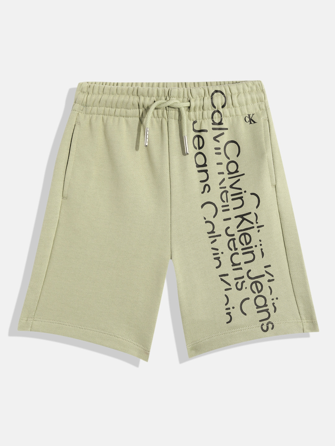 

Calvin Klein Jeans Boys Brand Logo Print Regular Fit Mid-Rise Organic Cotton Shorts, Green