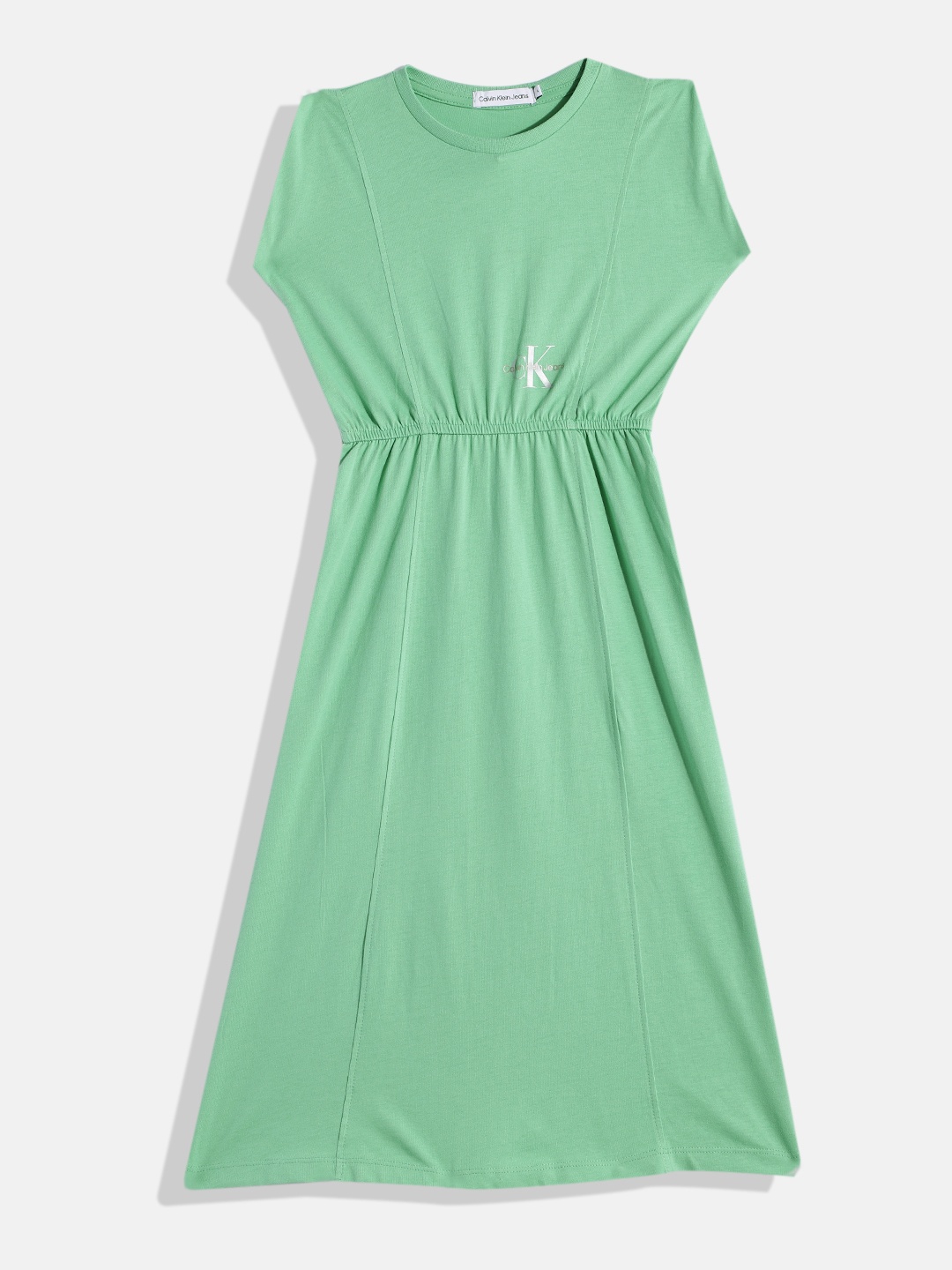 

Calvin Klein Jeans Girls Organic Cotton Fit & Flare Midi Dress, Green