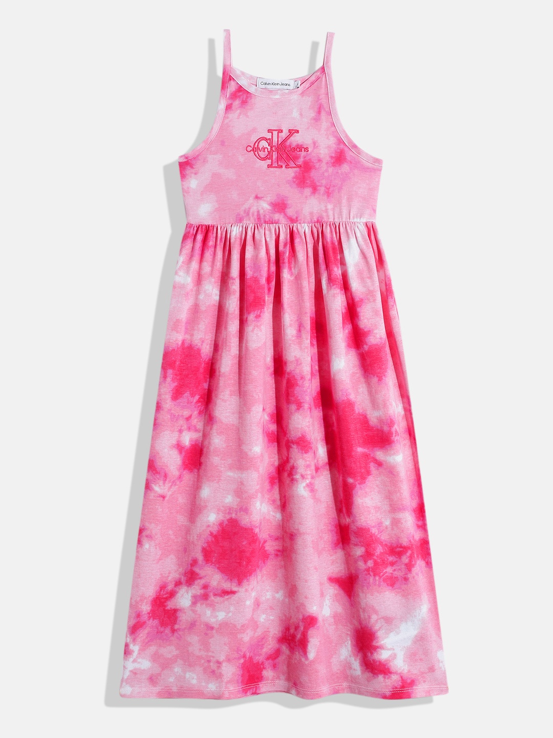 

Calvin Klein Jeans Girls Tie and Dyed Europe Pure Cotton Fit & Flare Maxi Dress, Pink