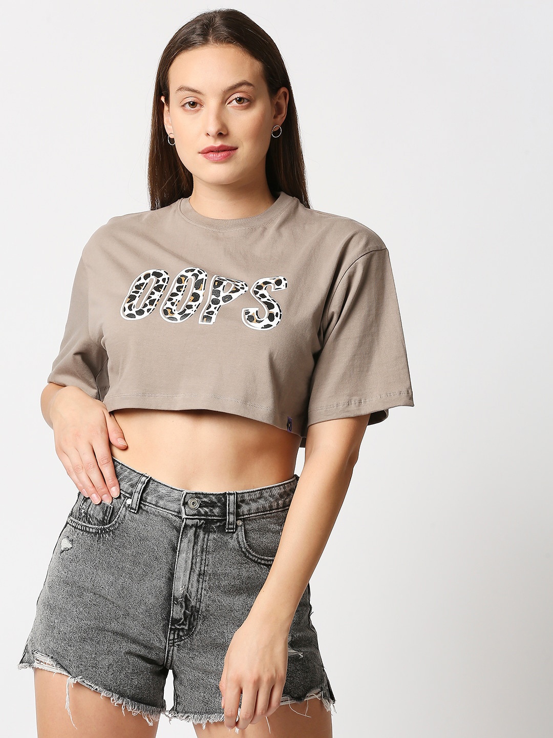 

Blamblack Women Typography Printed Cotton T-shirt, Beige