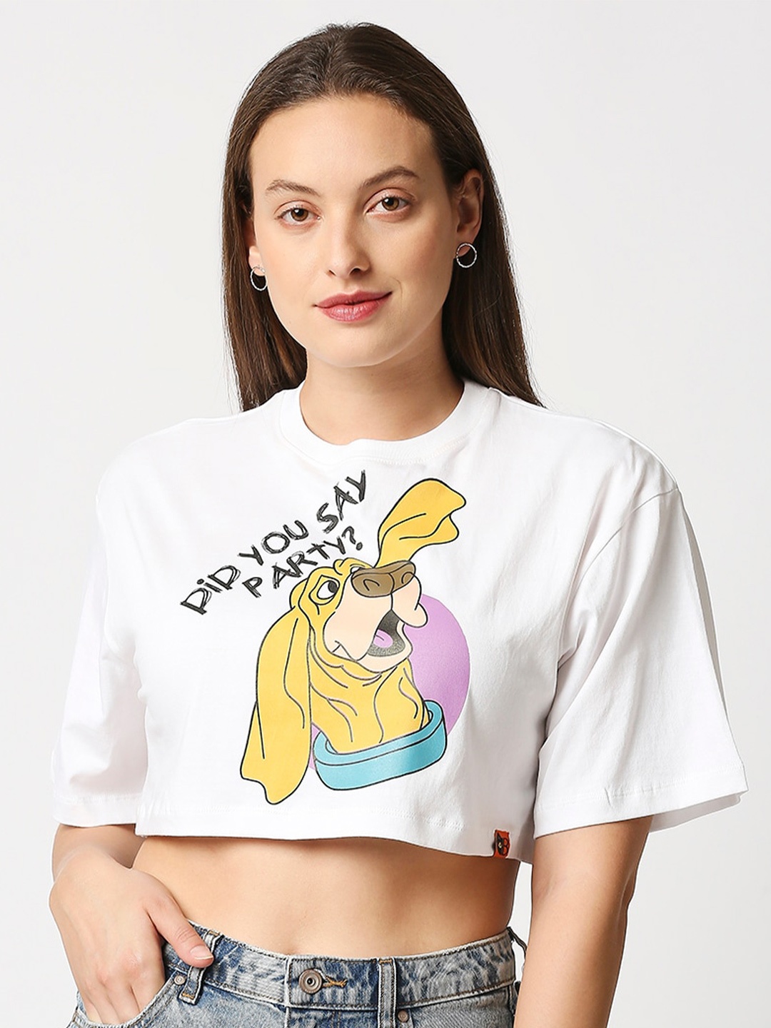 

Blamblack Women Printed Cotton T-shirt, White