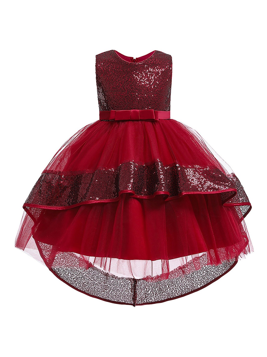 

R Cube Embellished Satin Dress, Maroon