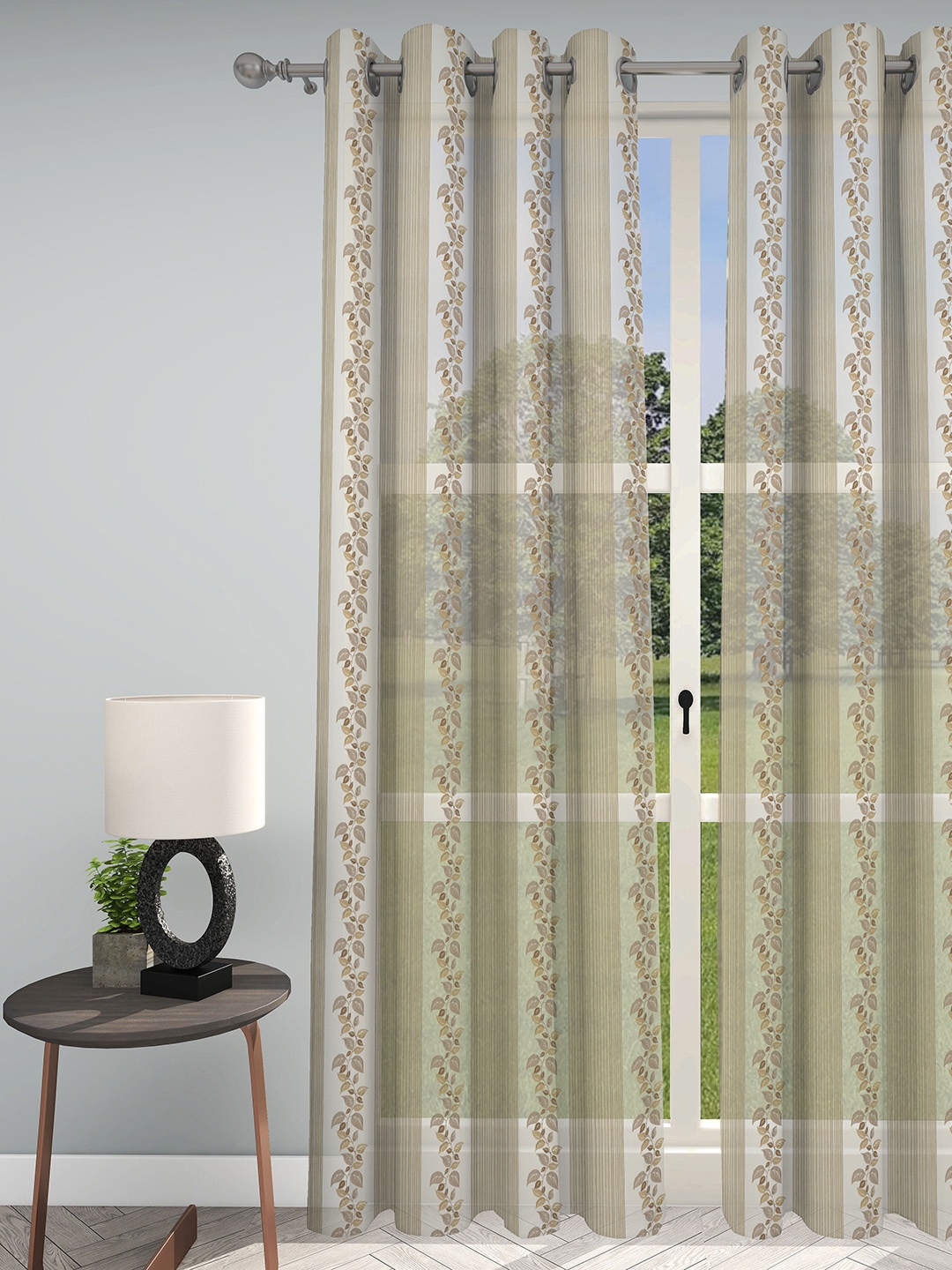 

GM Hamilton Beige & White Embroidered Sheer Door Curtain