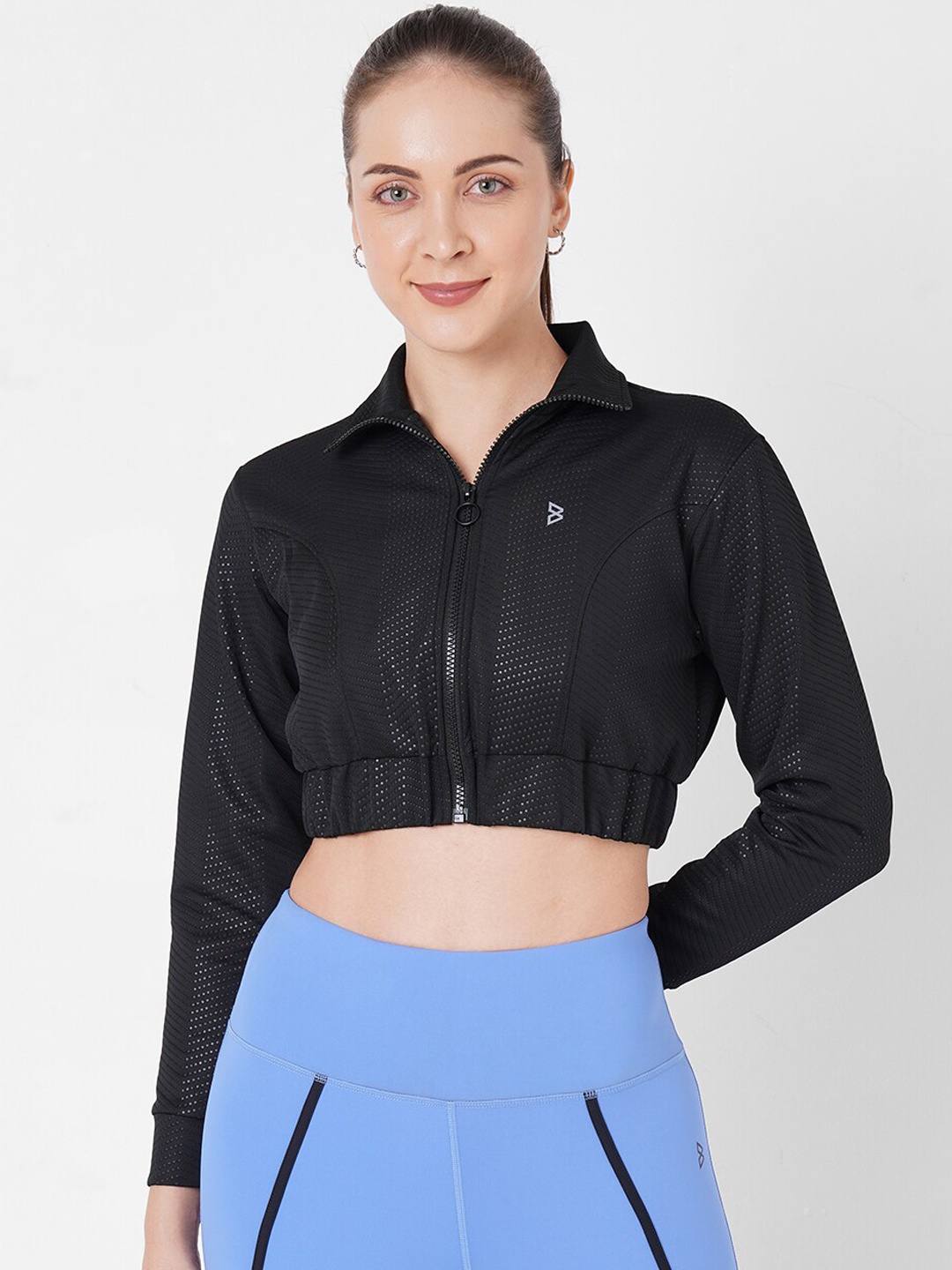 

BODD ACTIVE Women Crop Training or Gym Bomber Jacket, Black