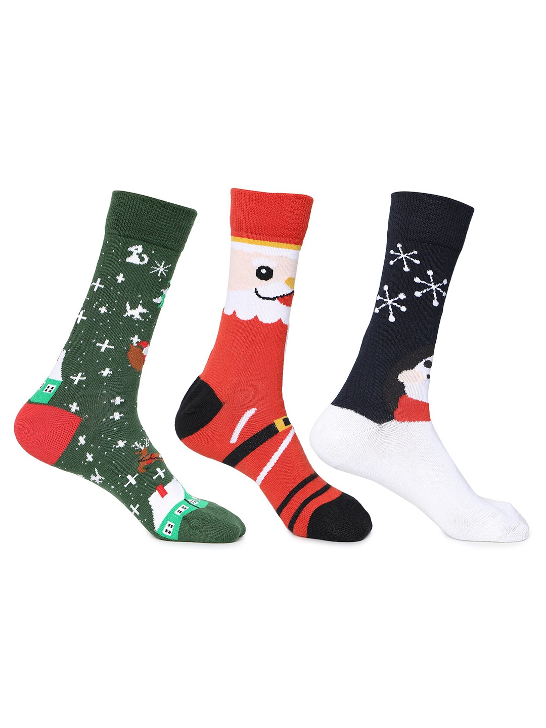 

KazarMax Boys Pack Of 3 Patterned Calf-Length Socks, Green
