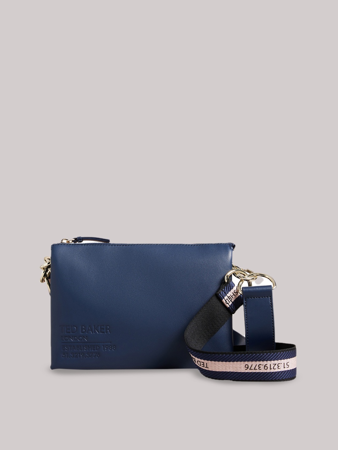 

Ted Baker Women Structured Sling Bag, Navy blue