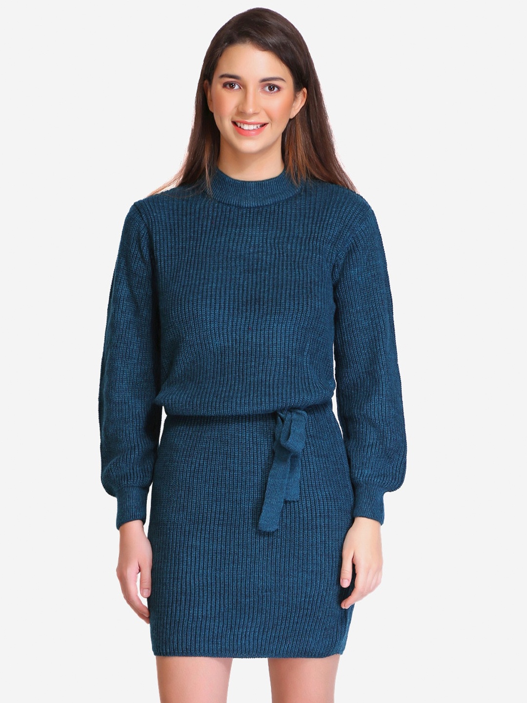 

JoE Hazel Puff Sleeves Jumper Dress, Blue