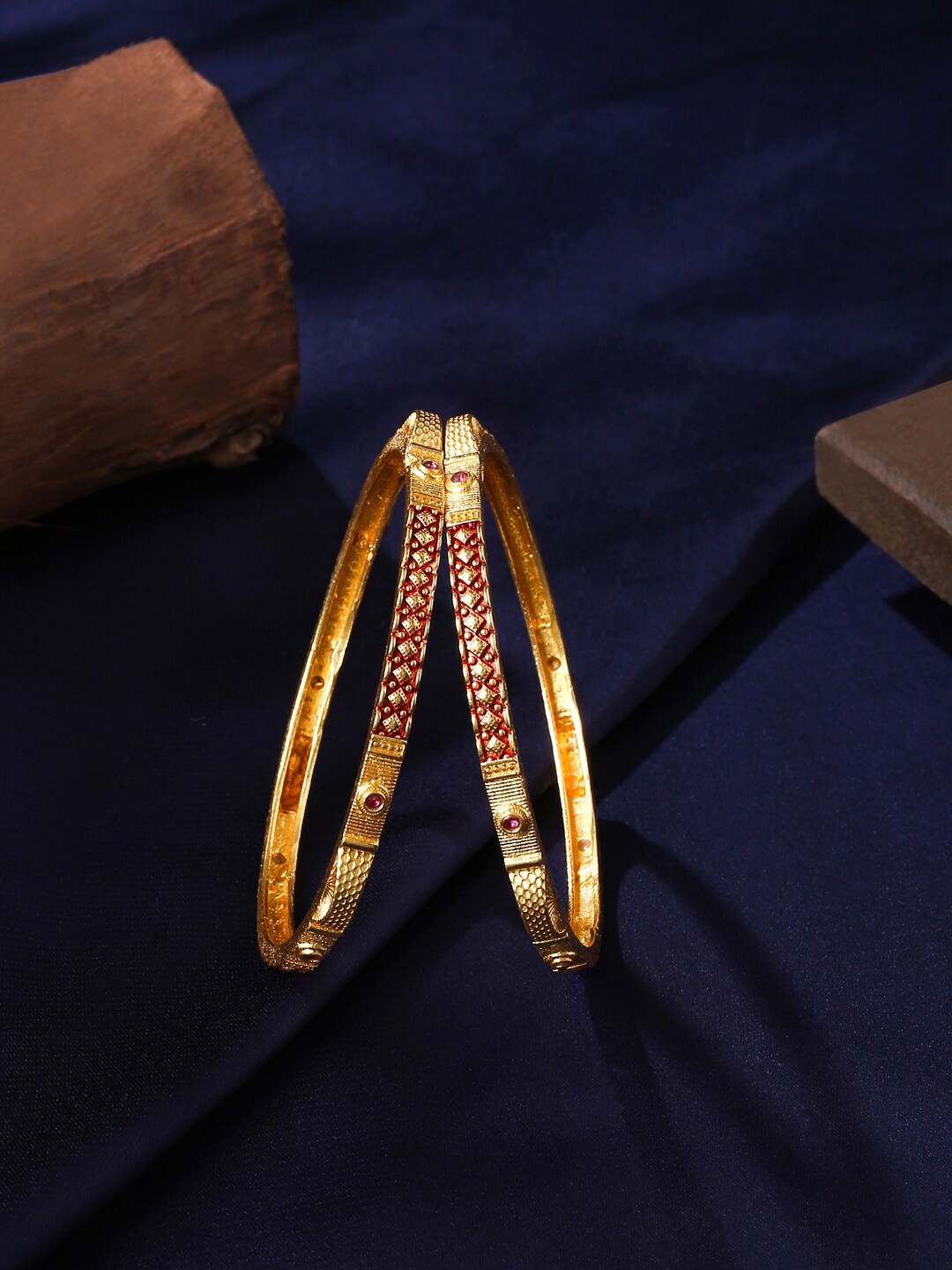 

VIRAASI Set Of 2 Gold-Plated Stone-Studded Bangles