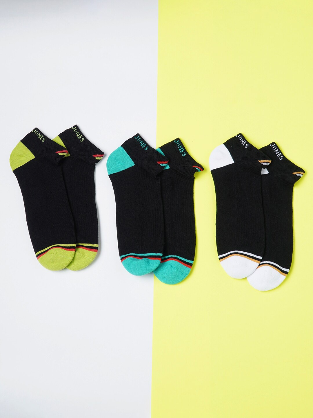 

Jack & Jones Men Pack Of 3 Ankle-Length Cotton Socks, Black
