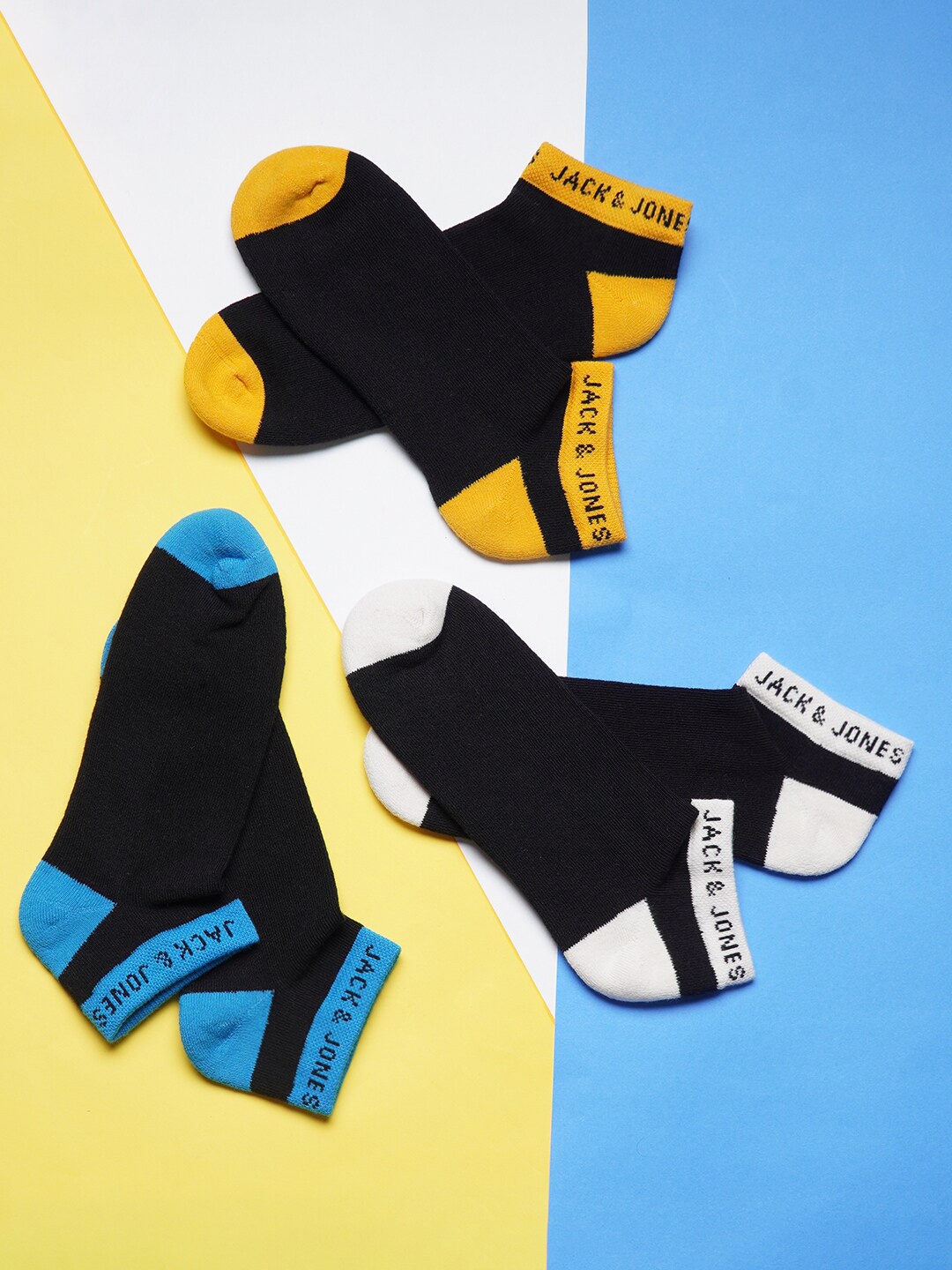 

Jack & Jones Men Pack Of 3 Ankle-Length Cotton Socks, Black