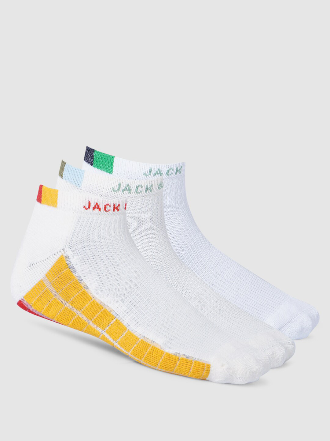 

Jack & Jones Men Pack Of 3 Patterned Ankle-Length Cotton Socks, White