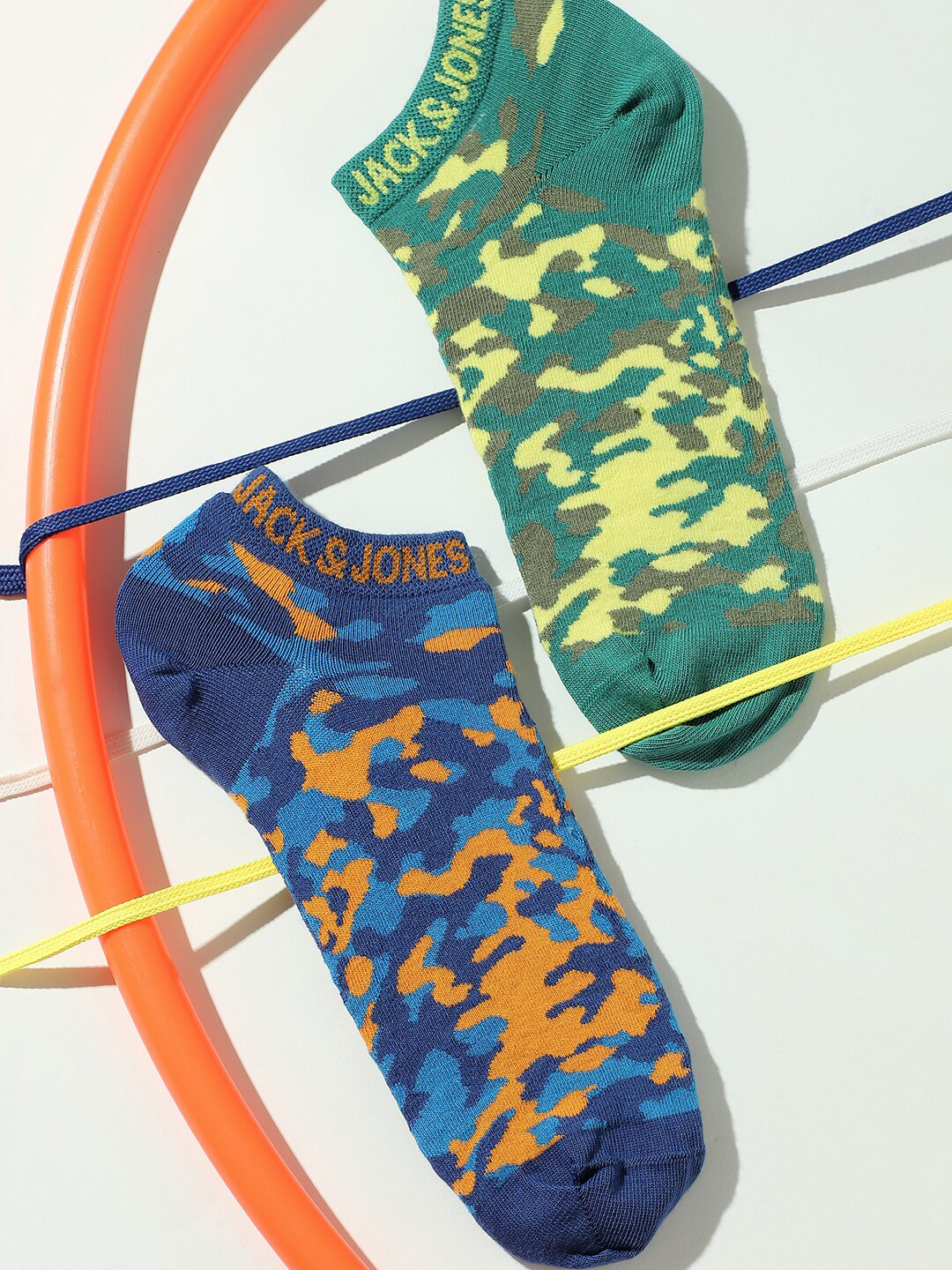 

Jack & Jones Men Pack Of 2 Patterned Cotton Ankle-Length Socks, Green