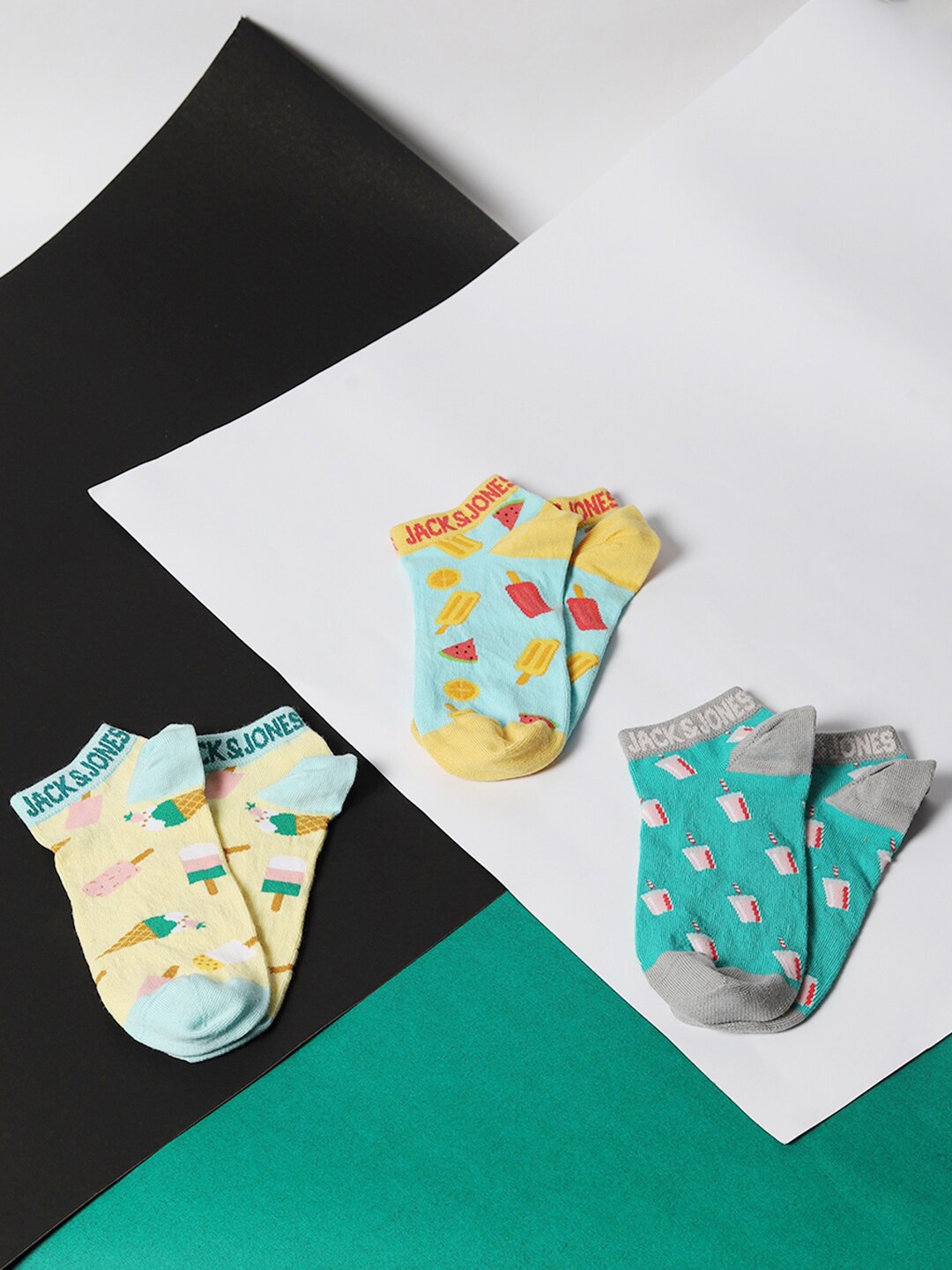 

Jack & Jones Men Pack Of 3 Patterned Ankle-Length Socks, Yellow