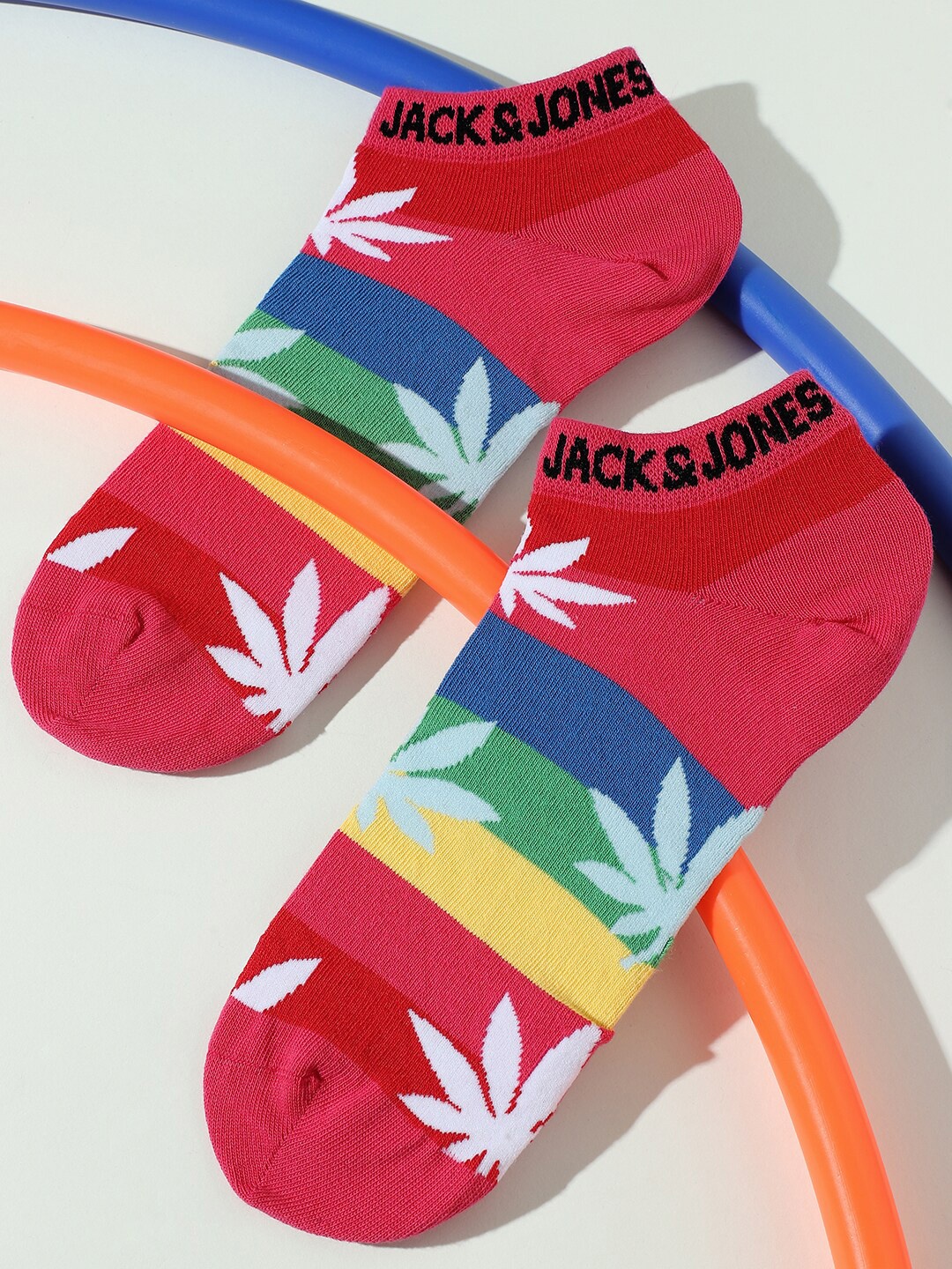 

Jack & Jones Men Patterned Ankle-Length Cotton Socks, Pink