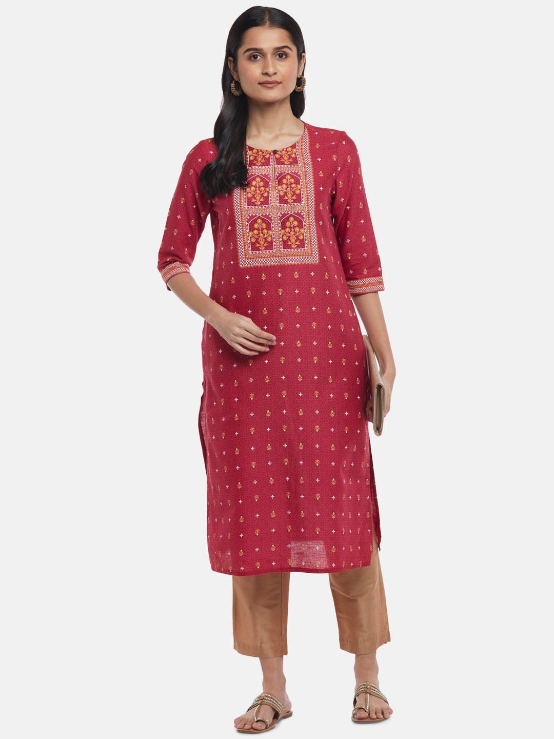 

RANGMANCH BY PANTALOONS Women Ethnic Motifs Printed Kurta, Fuchsia