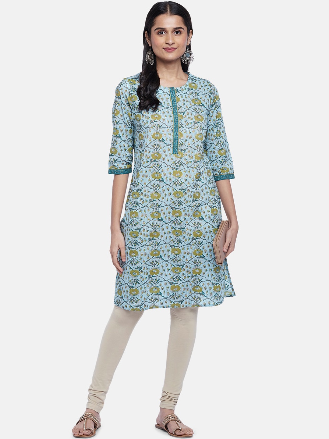 

RANGMANCH BY PANTALOONS Women Blue Floral Printed Kurta