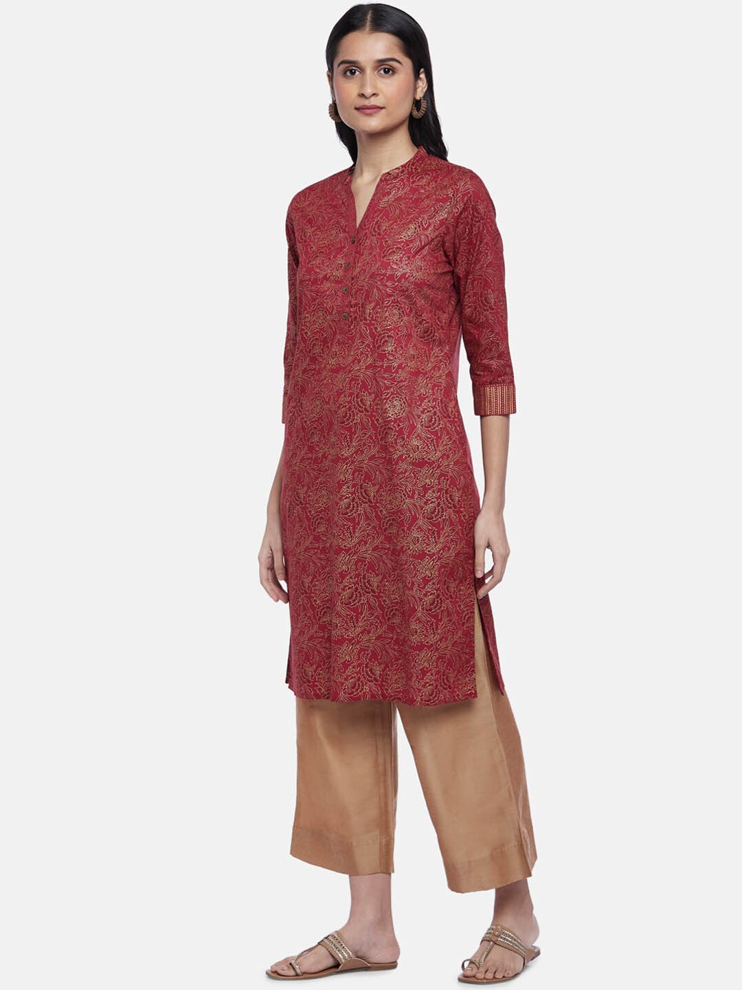 

RANGMANCH BY PANTALOONS Women Rust Ethnic Motifs Printed Kurta