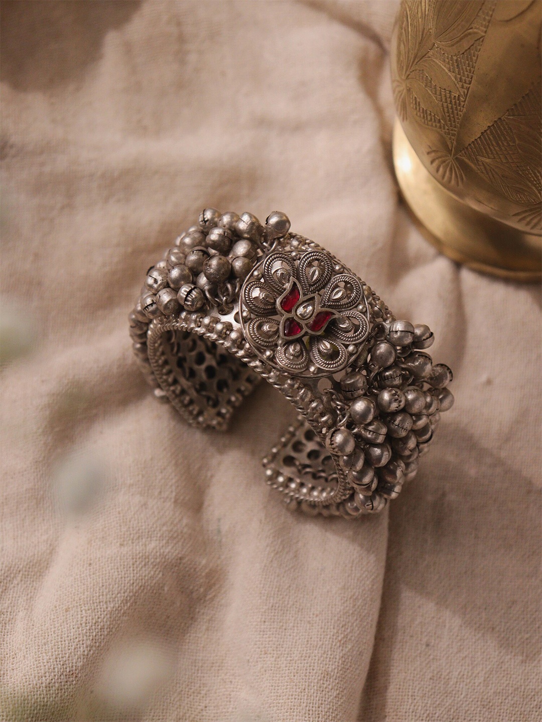

CURIO COTTAGE Women Silver-Plated Cuff Bracelet