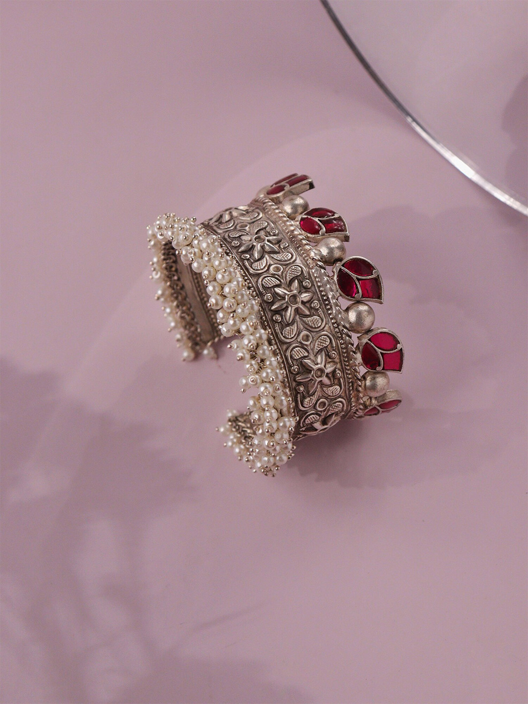 

CURIO COTTAGE Women Silver-Plated Cuff Bracelet