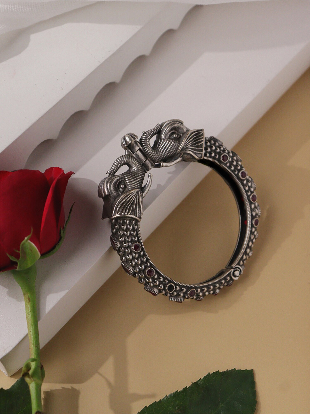 

CURIO COTTAGE Women Silver-Plated Kada Bracelet