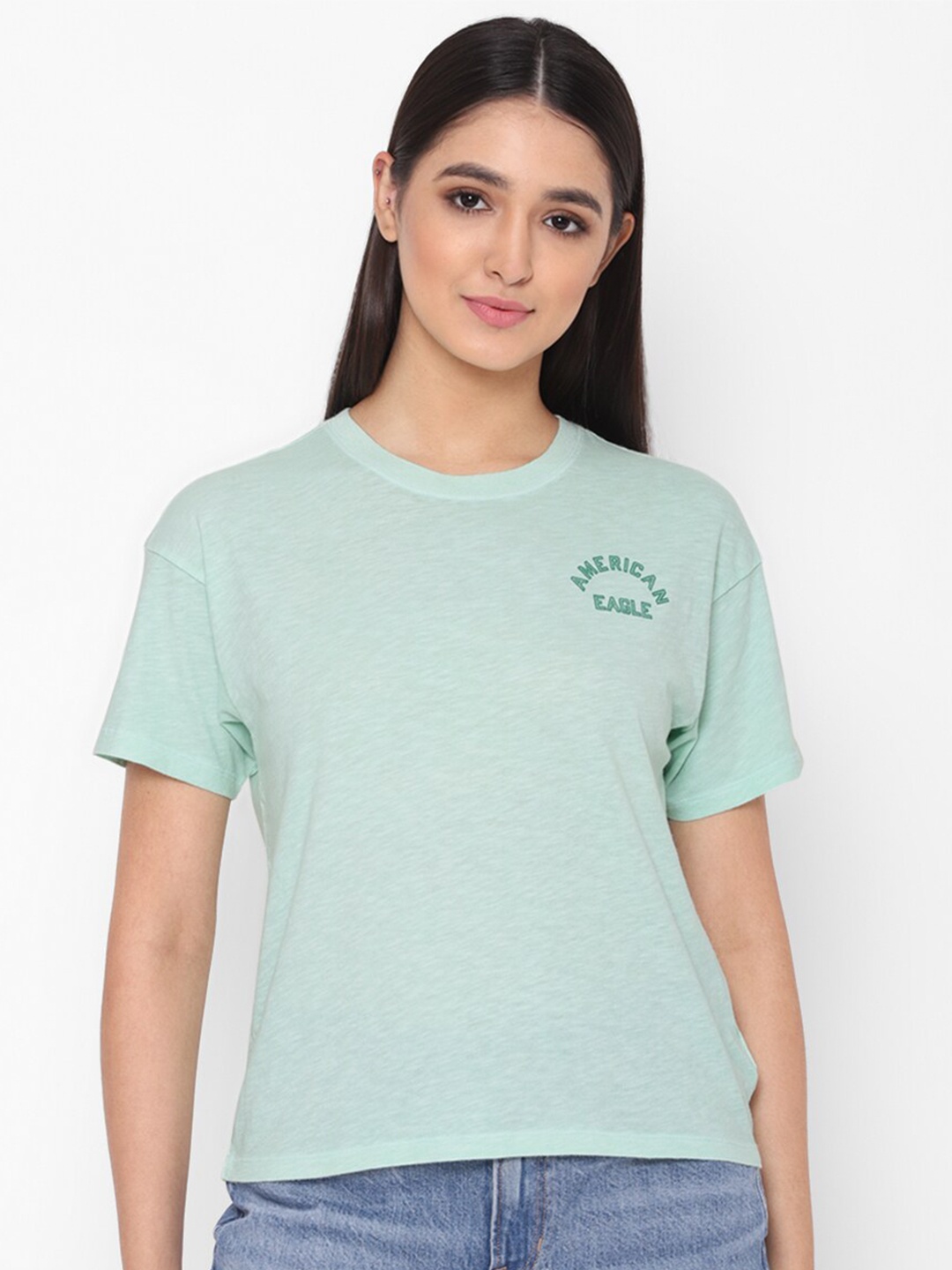 

AMERICAN EAGLE OUTFITTERS Women Cotton T-shirt, Sea green