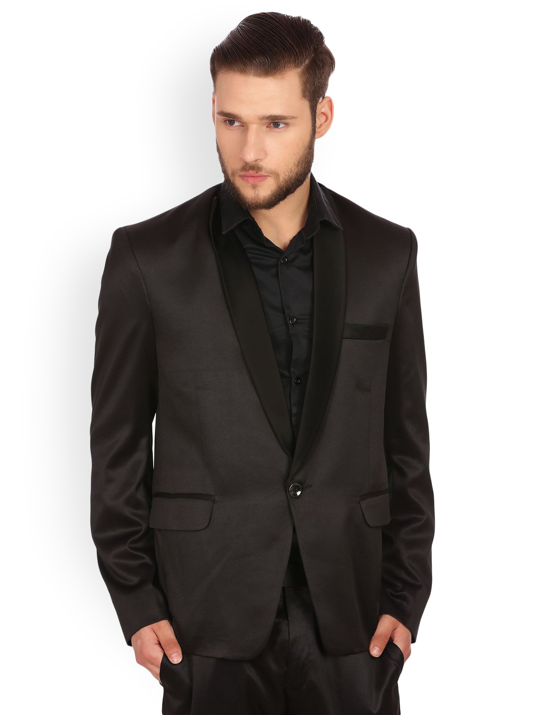 

Wintage Brown Tailored Fit Tuxedo Blazer