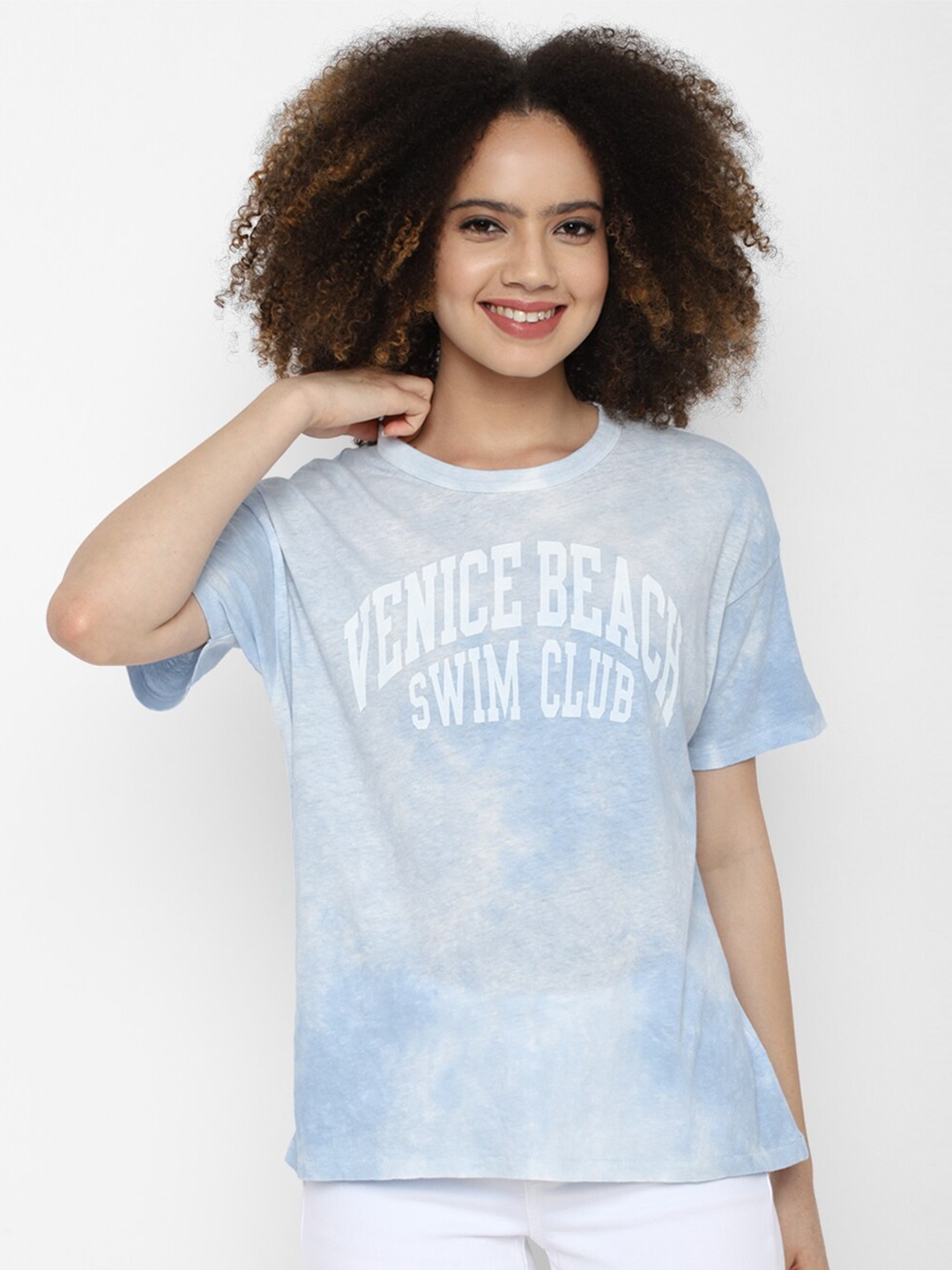 

AMERICAN EAGLE OUTFITTERS Women Printed Round Neck Cotton T-shirt, Blue