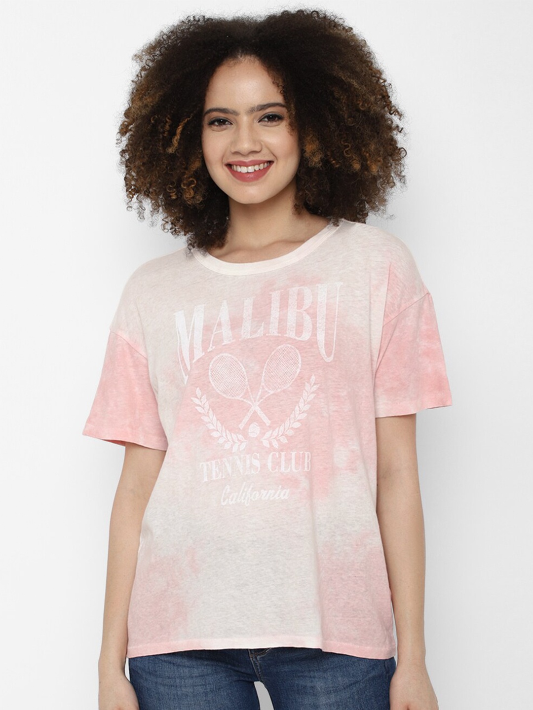 

AMERICAN EAGLE OUTFITTERS Women Typography Drop-Shoulder Sleeves T-shirt, Pink