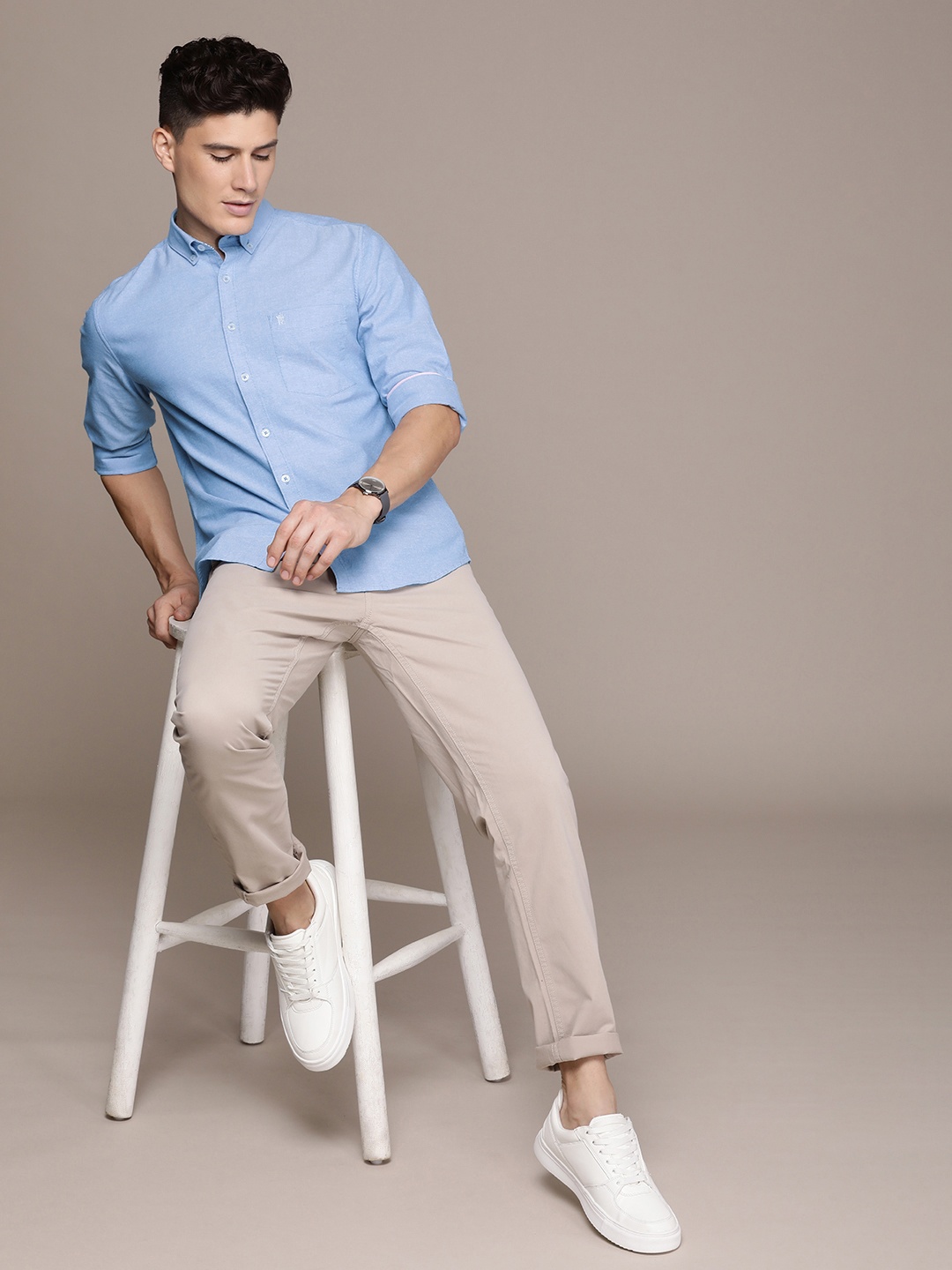 

French Connection Pure Cotton Slim Fit Casual Shirt, Blue