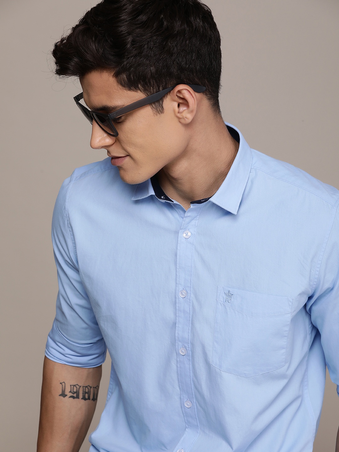 

French Connection Slim Fit Pure Cotton Casual Shirt, Blue