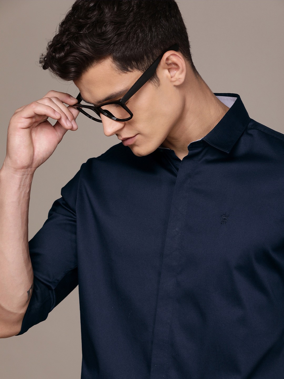 

French Connection Slim Fit Opaque Casual Shirt, Navy blue
