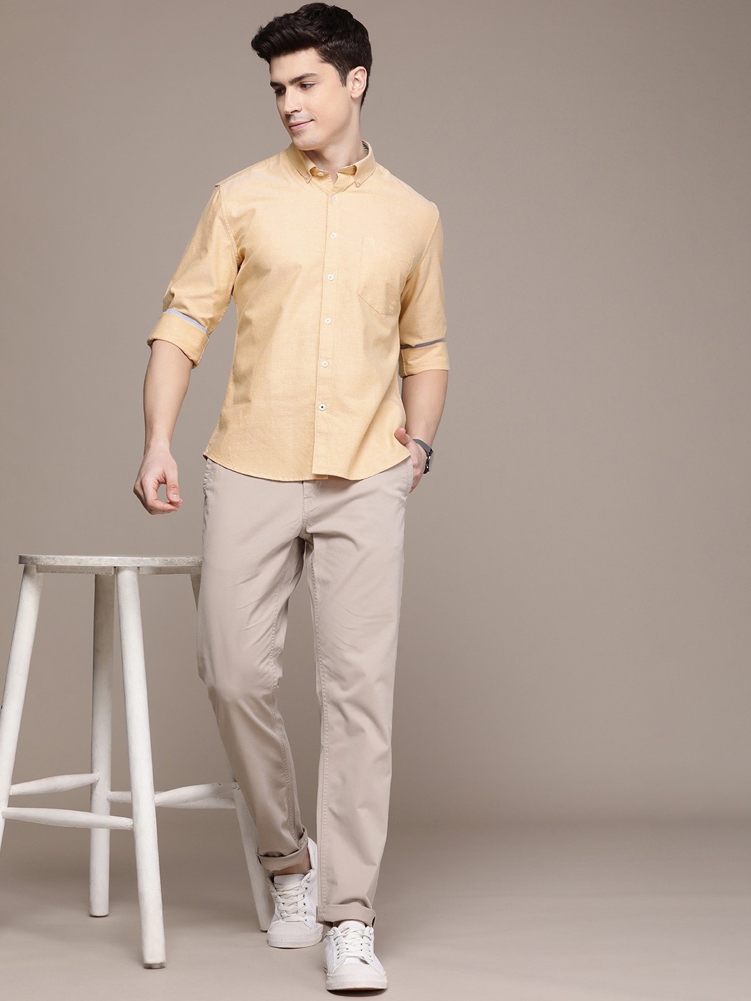 

French Connection Slim Fit Pure Cotton Casual Shirt, Cream