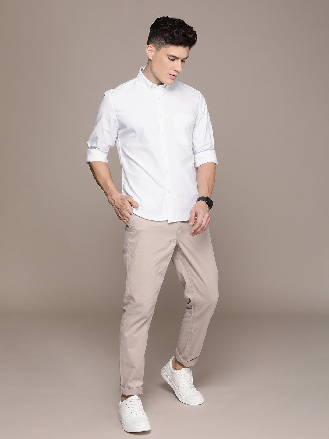 

French Connection Pure Cotton Slim Fit Opaque Casual Shirt, White