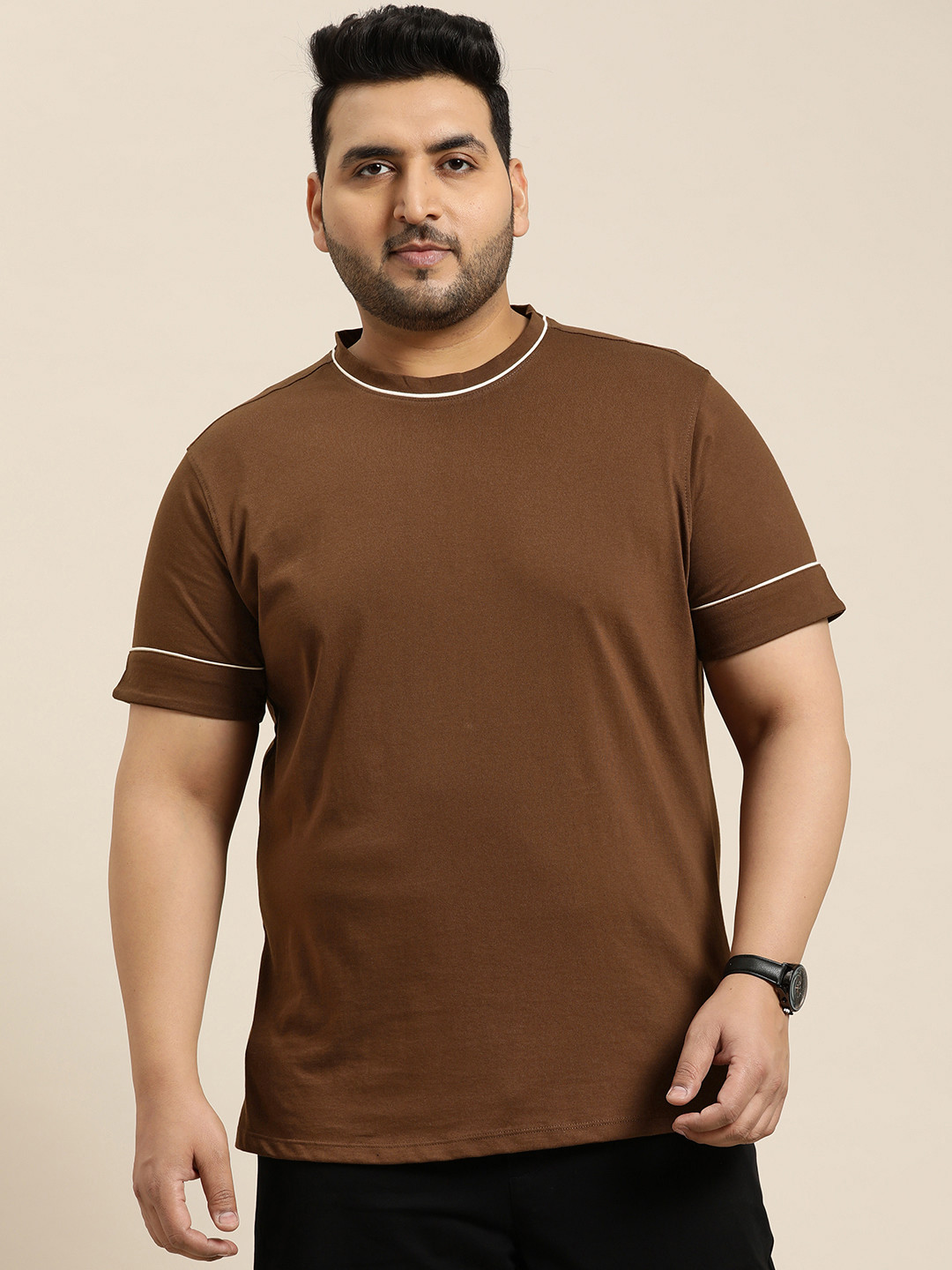 

Sztori Men Plus Size T-shirt, Brown