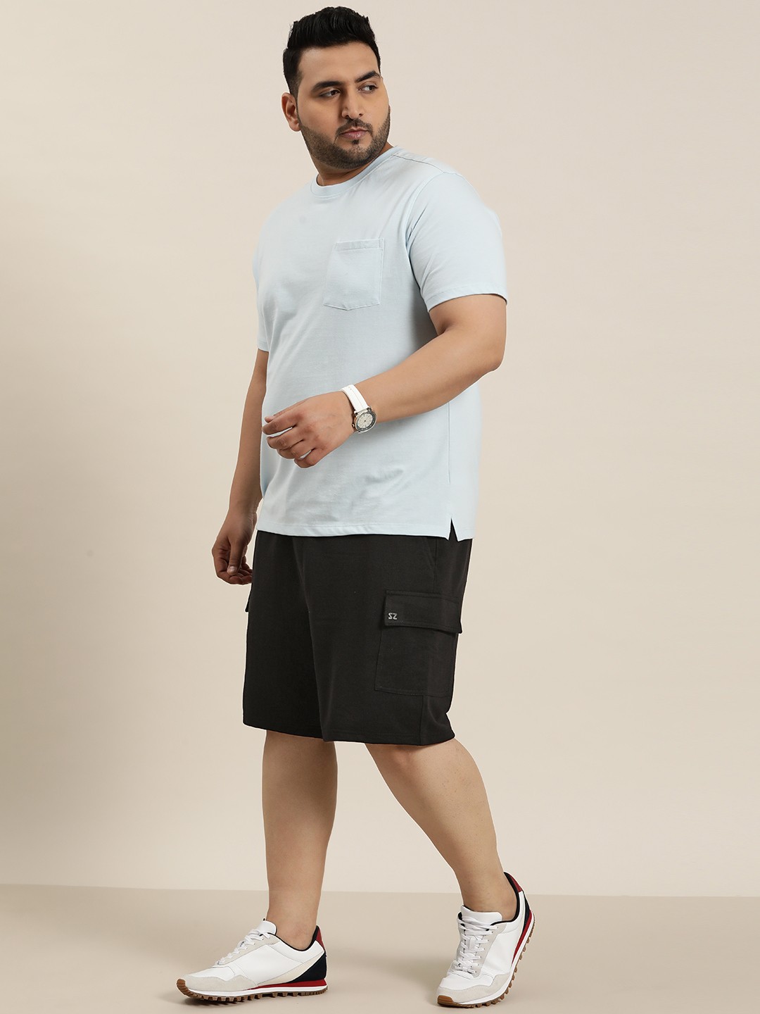 

Sztori Men Plus Size Solid Cargo Shorts, Black