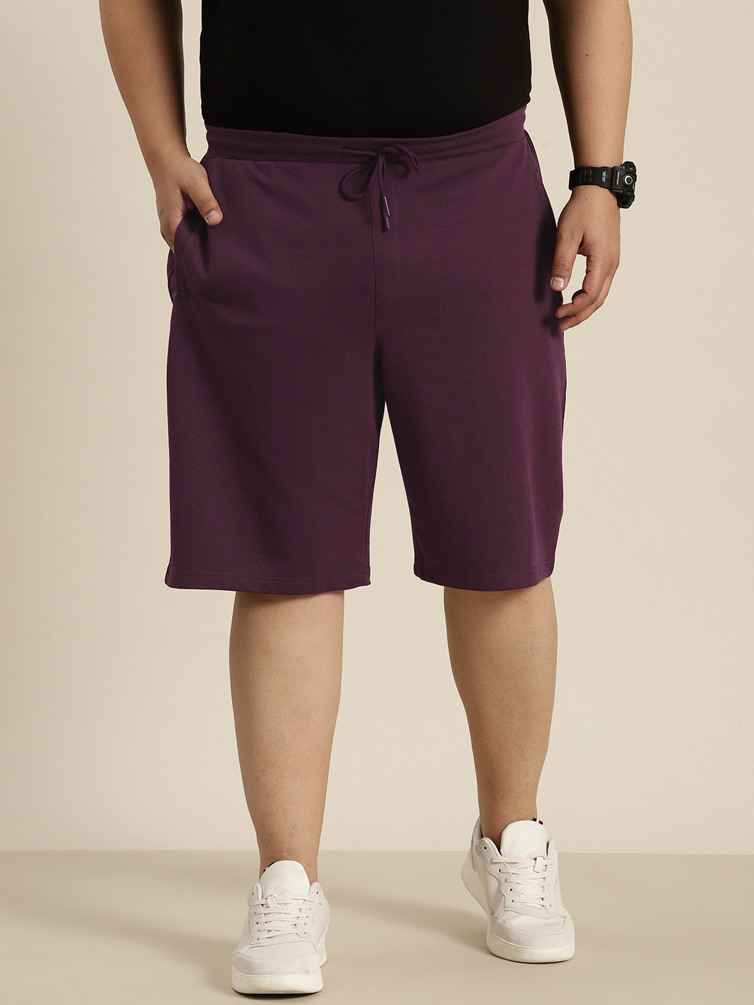 

Sztori Men Plus Size Relaxed Fit Solid Shorts, Burgundy