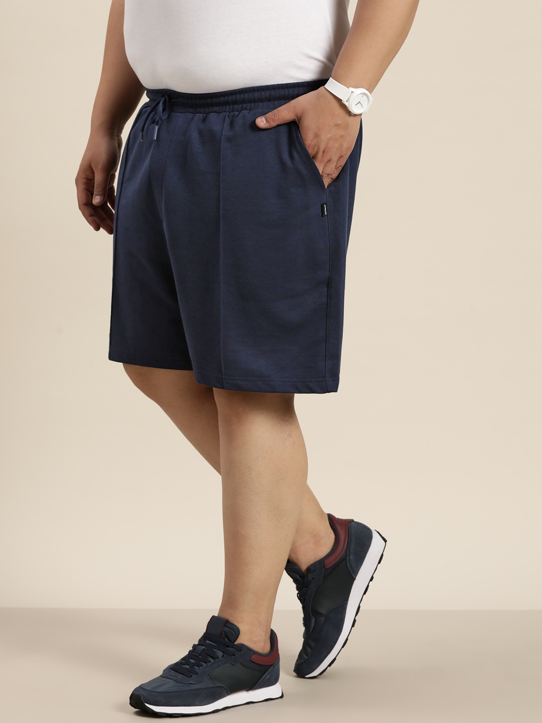

Sztori Men Plus Size Pintuck Detail Shorts, Navy blue