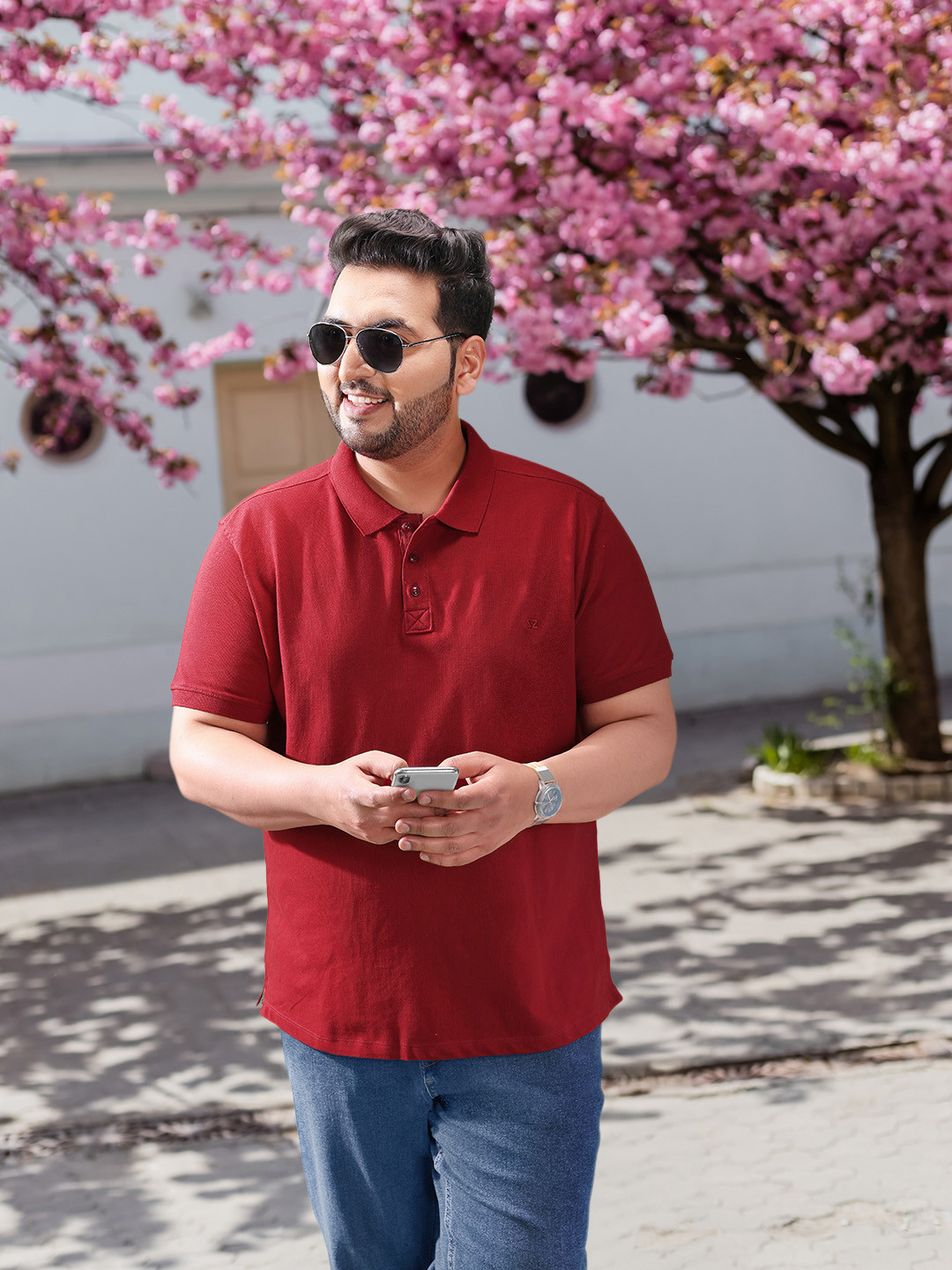 

Sztori Plus Size Polo Collar Pure Cotton T-shirt, Maroon