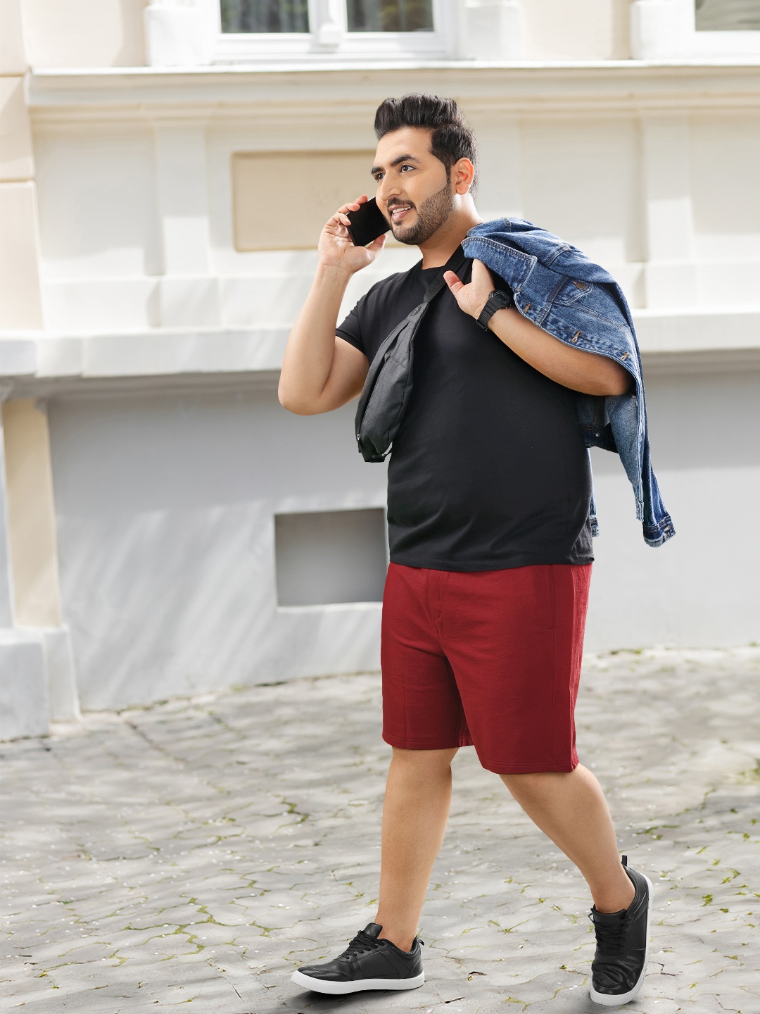 

Sztori Men Plus Size Regular Fit Shorts, Maroon