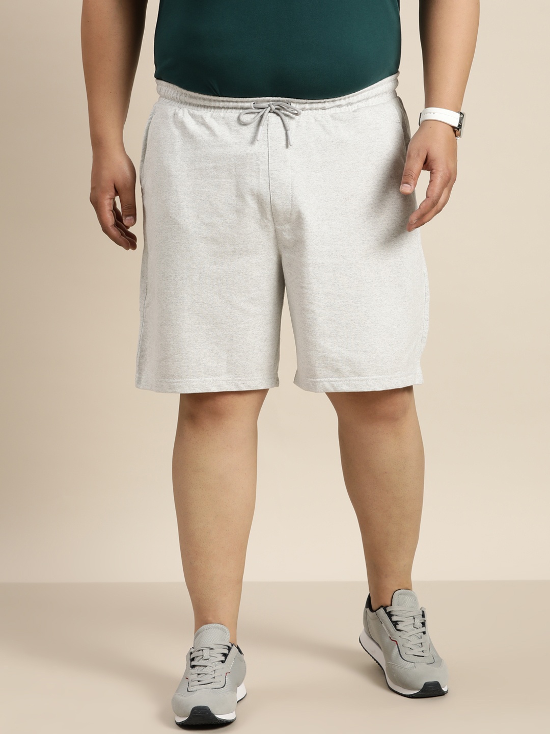

Sztori Men Plus Size Solid Shorts, Grey melange