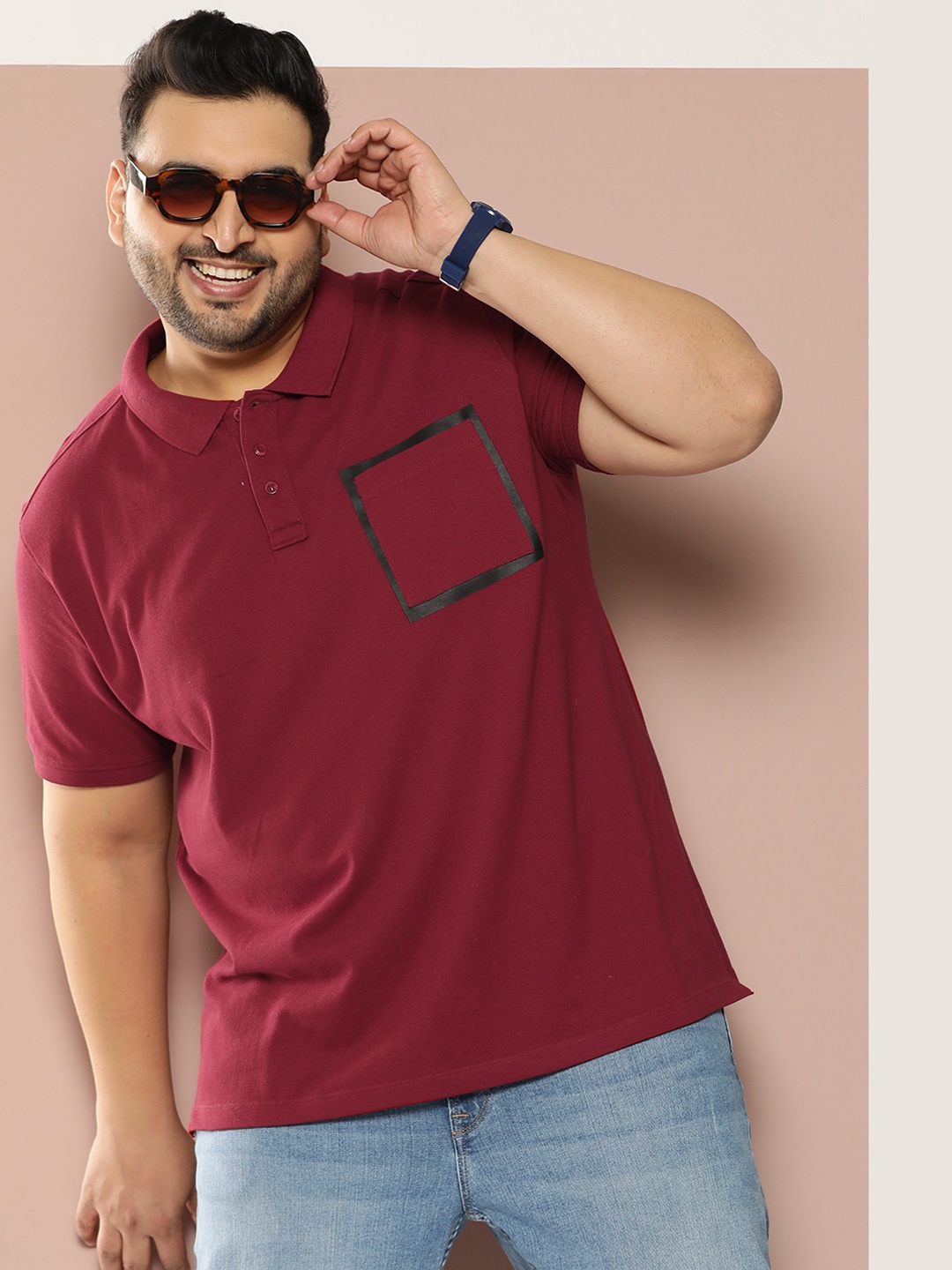 

Sztori Men Plus Size Polo Collar Pure Cotton T-shirt, Maroon