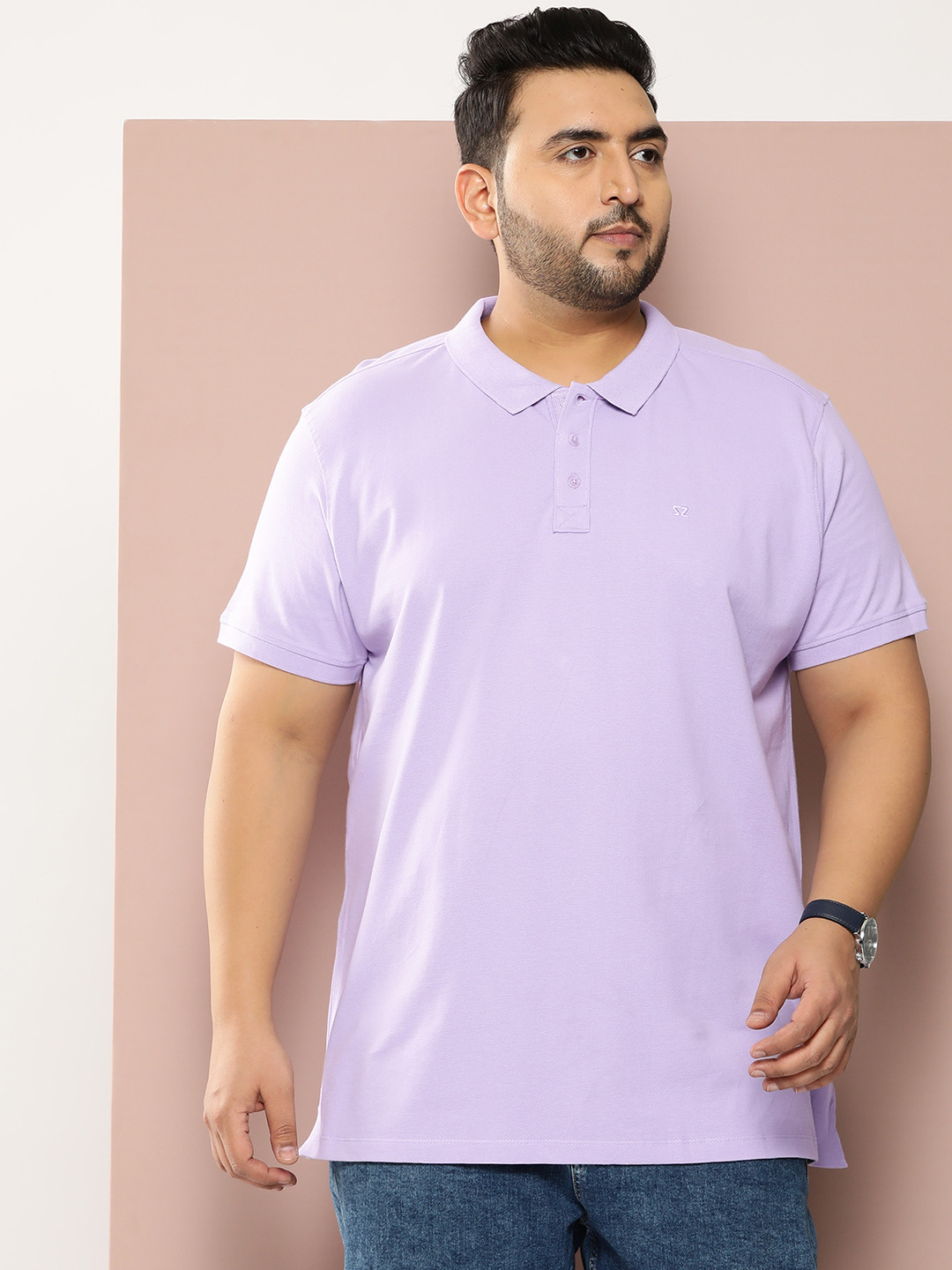 

Sztori Plus Size Pure Cotton T-shirt, Lavender
